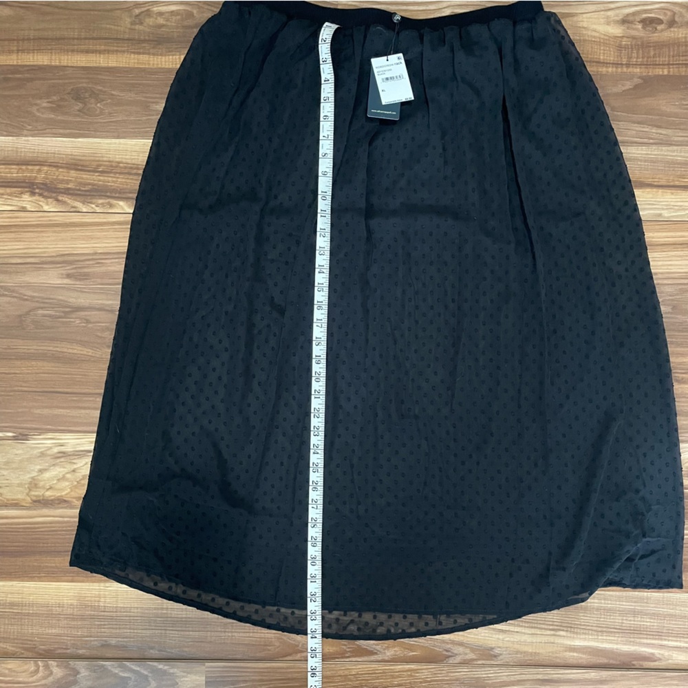 Adrianna Papell Swiss Dot Sheer Midi Skirt Black Size Extra Large NWT - Picture 9 of 9